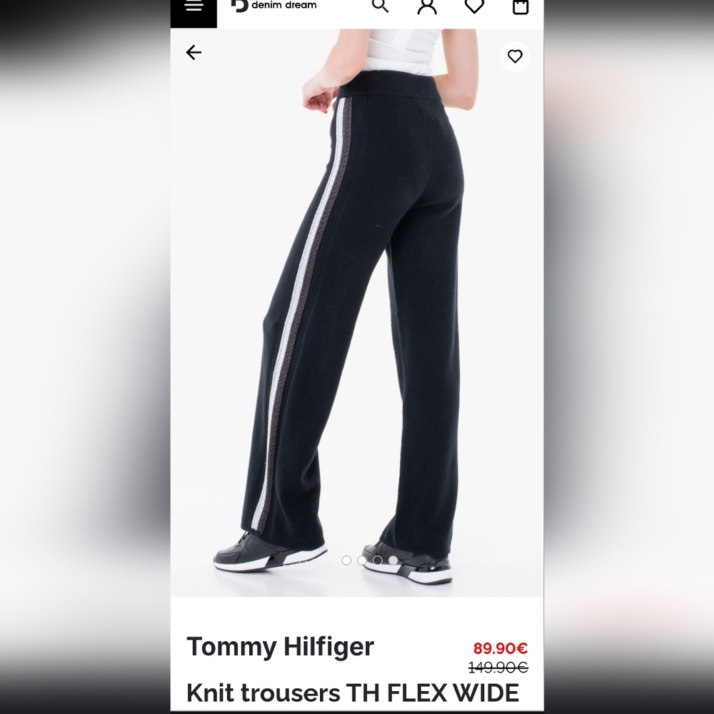 SZ XL Tommy Hilfiger Black Knit Trousers with Silver and Sparkly Black Stripe